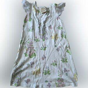 THE BEAUFORT BONNET COMPANY WHITE FLORAL KNIT DRESS WITH EYELET TRIM. Size 5.